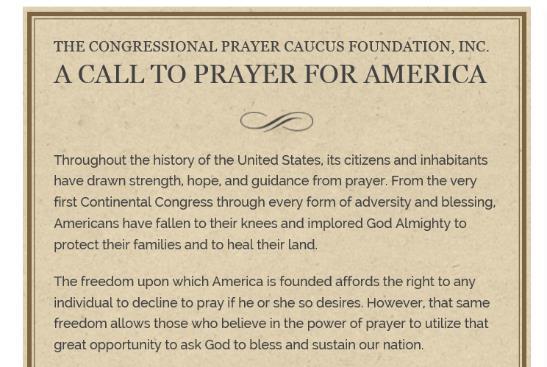 North Carolina, convened by the Congressional Prayer Caucus Foundation, along with Congressman J. Randy Forbes and Senator James Lankford, co-chairs of the Congressional Prayer Caucus.