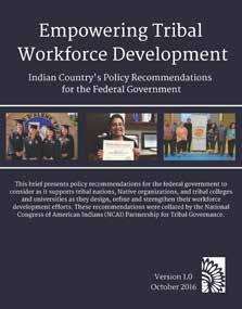 EMPOWERING NATIVE COMMUNITIES In October 2016, the PTG released Empowering Tribal Workforce Development: Indian Country s Policy Recommendations for the Federal Government (Version 1.0).