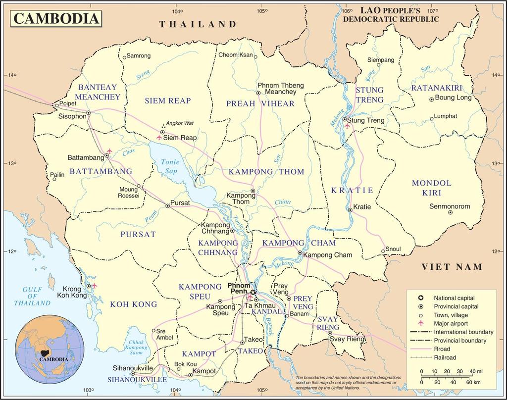 General Overview Figure 1: A map of Cambodia which illustrates bordering nations and provinces in 1978. Note in particular the Cambodian-Vietnamese border.