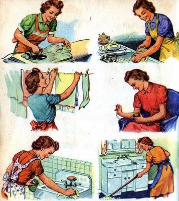 Mom Hard at Work in the Fifties Housewife is an old, out-of-style
