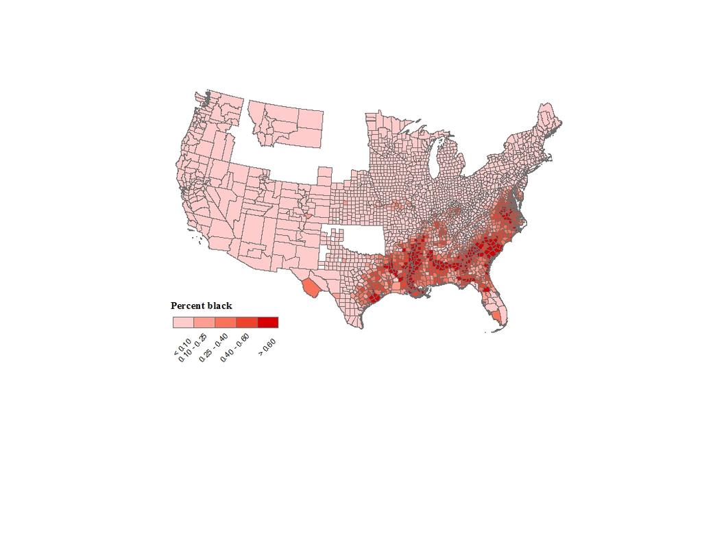 (a) (b) (c) (d) Figure A1: Segregation measures by county for the entire United States, 1880: (a) our