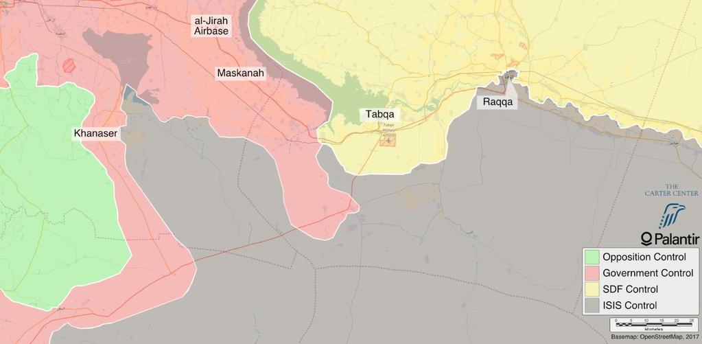 Figure 4 - Frontlines in the eastern Aleppo/western Raqqa countryside by June 14 Pro-government forces have also continued to make gains in the Tadmor countryside to the south.
