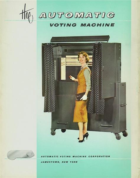 Though its internal mechanism changed over the years, the machine's "three steps to vote" never