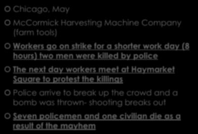 HAYMARKET SQUARE RIOT 1886 Chicago, May McCormick Harvesting Machine Company (farm tools)