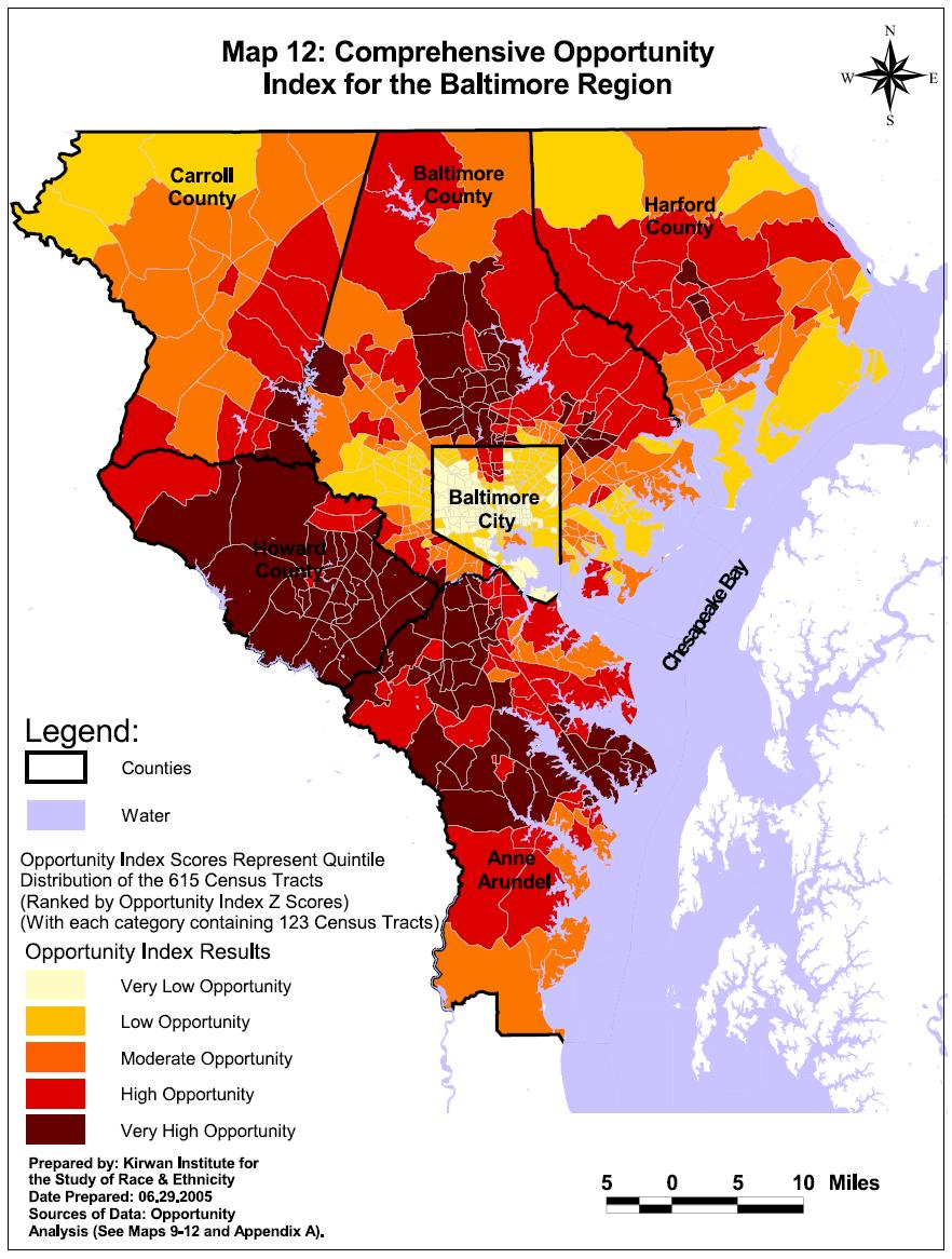 OPPORTUNITY ANALYSIS Use of 14 indicators of neighborhood opportunity to designate high and low opportunity neighborhoods in the Baltimore region Indicators of Opportunity (General) Neighborhood