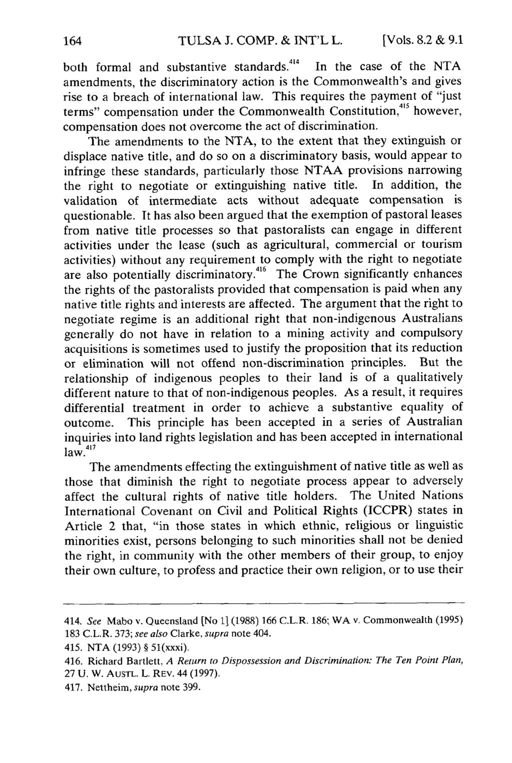 TULSA J. COMP. & INT'L L. [Vols. 8.2 & 9.1 both formal and substantive standards.