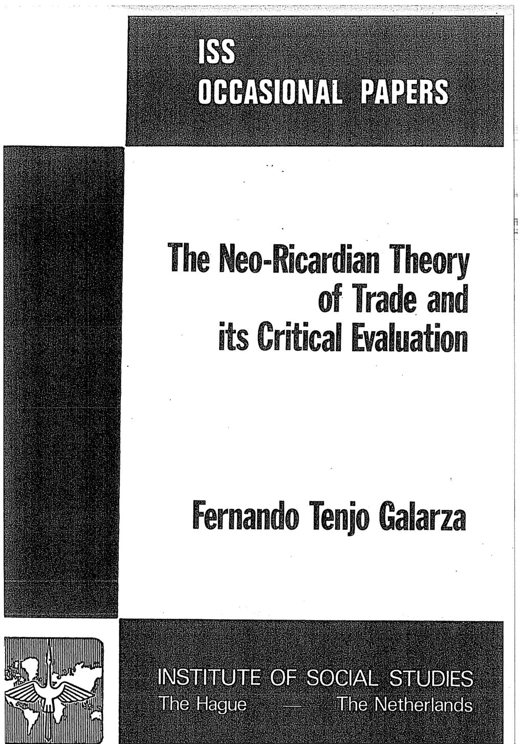 The Neo-Ricardian Theory of Trade and its