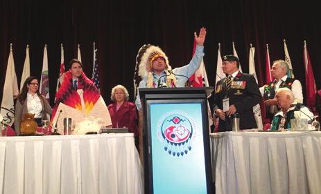 A CALL FOR INCLUSION, BALANCE AND DIVERSITY p7 National Chief Bellegarde honours Prime Minister Justin Trudeau with starblanket during the AFN Special Chiefs Assembly in Gatineau, Quebec December 8,