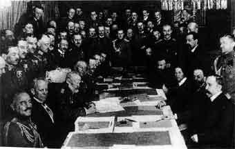 Peace with Germany Peace Conference between Russia and Germany Lenin s 1 st order of business = get Russia out of