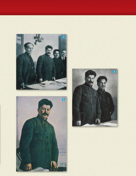 CHAPTER 14 Altered Photographs Stalin attempted to enhance his legacy and erase his rivals from history by extensively altering photographs as this series shows.