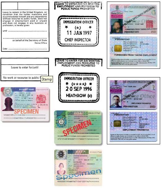 Stamps and endorsements which forbid working in the UK Any non EEA national who has the following endorsements in their passport is not allowed to work in the UK.