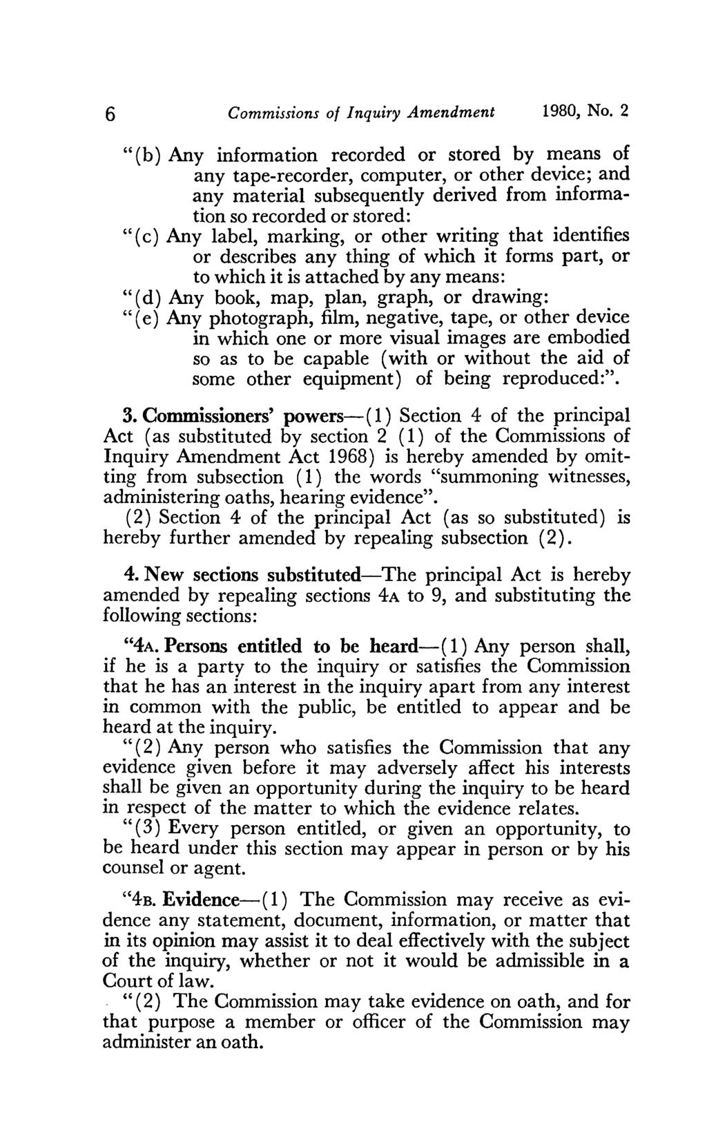 6 Commissions of Inquiry Amendment 1980, No.