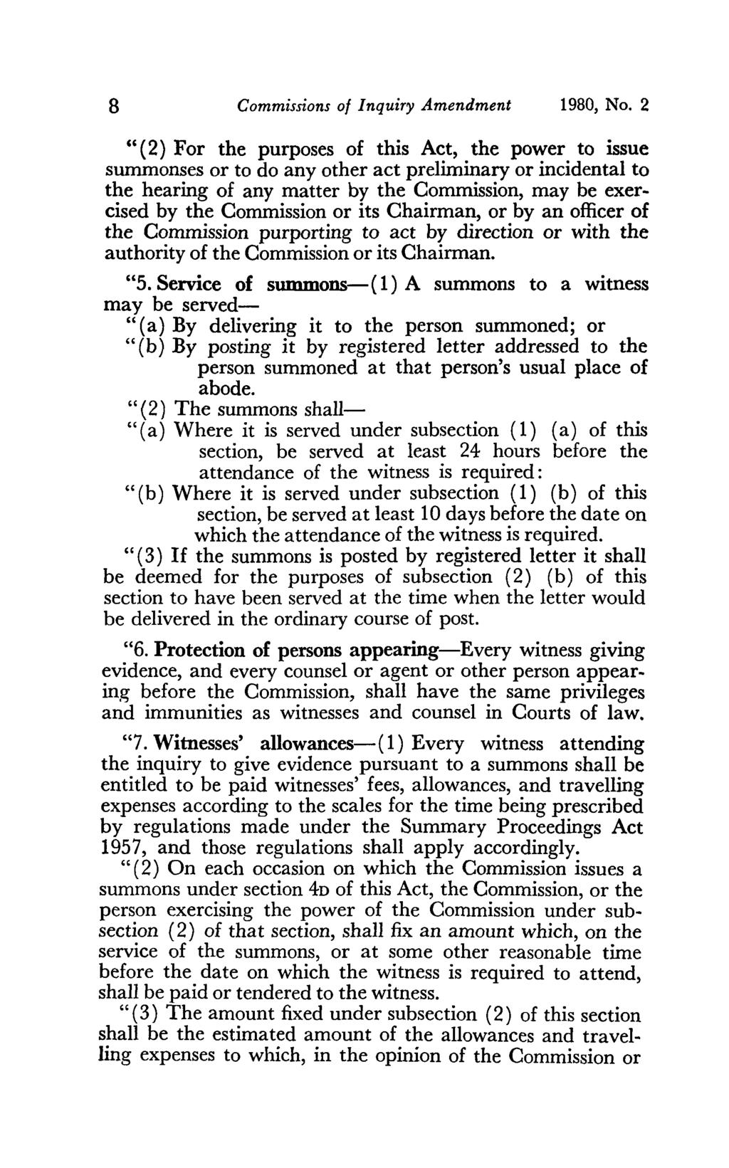 8 Commissions of Inquiry Amendment 1980, No.