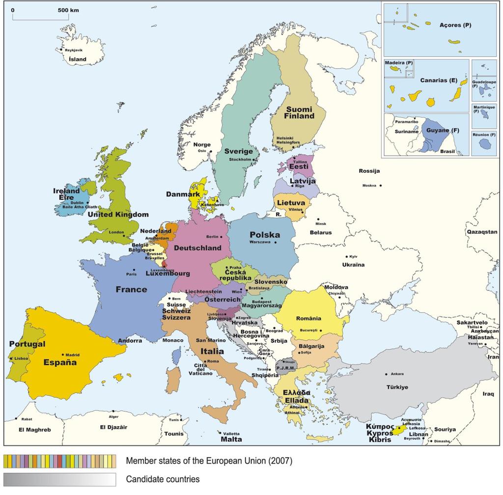 European Union Map as of 2007