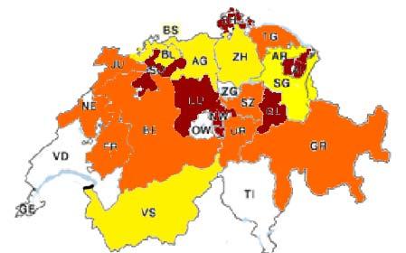 Figure 1: Map of Swiss Cantons Legend: White: No Mandatory Budget Referendum, High