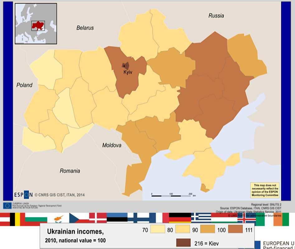 City of Kyiv more than twice as rich as the national average (2010)