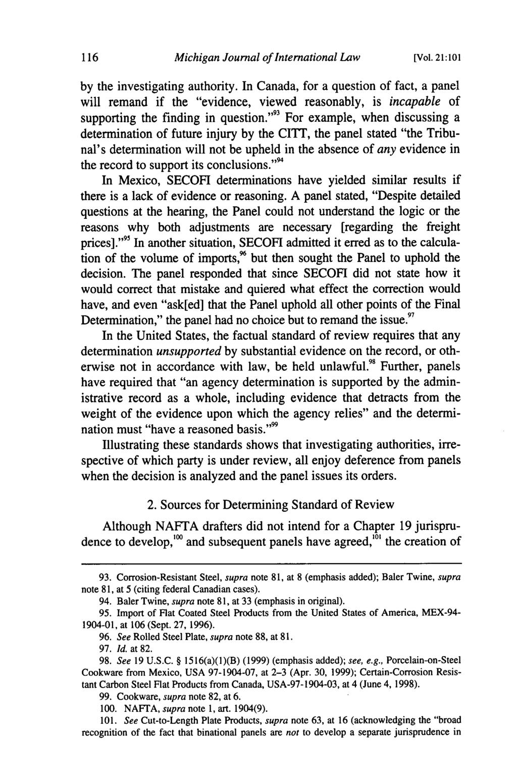 Michigan Journal of International Law [Vol. 2 1: 101 by the investigating authority.