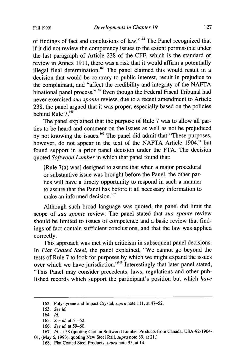 Fall 1999] Developments in Chapter 19 of findings of fact and conclusions of law.