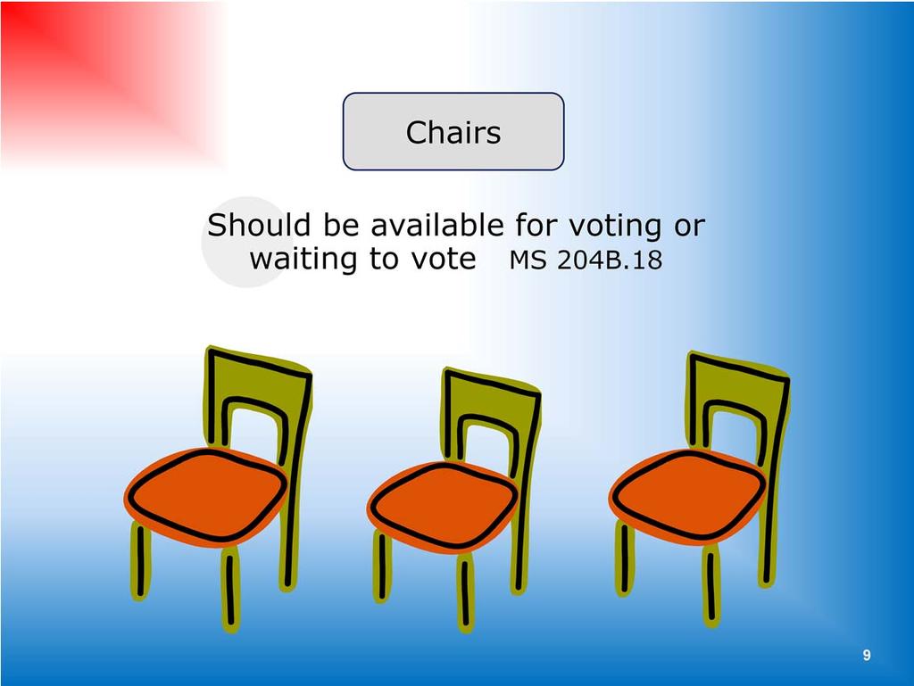 Chairs should be available