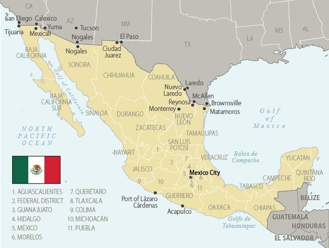 Figure 1. Map of Mexico Source: Graphic created by CRS. Map files from Map Resources.