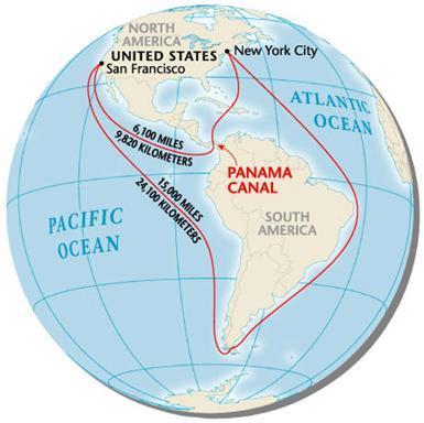 I. The Panama Canal A. Americans needed a shorter route between the Atlantic and Pacific oceans. A French company had bought a 25-year concession from Colombia to build a canal across.