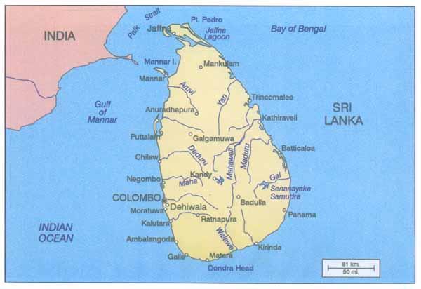 Figure 2: Major Rivers in Sri Lanka. Source: Association of Tamils of Sri Lanka in the USA.
