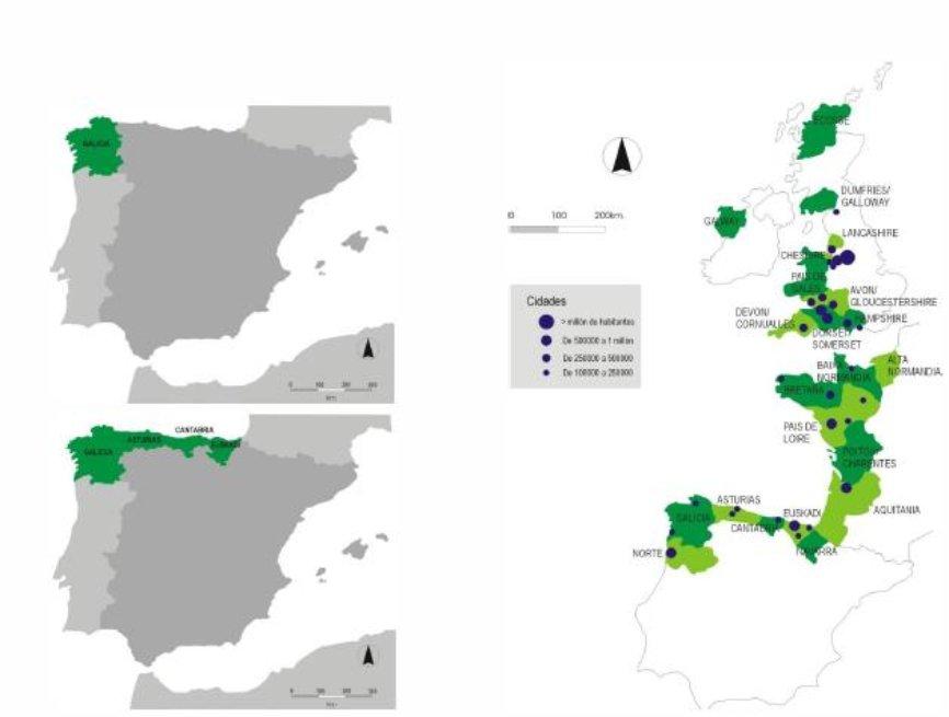 Example 3: Galicia as region in Northern Spain, Green Spain and Atlantic Europe.