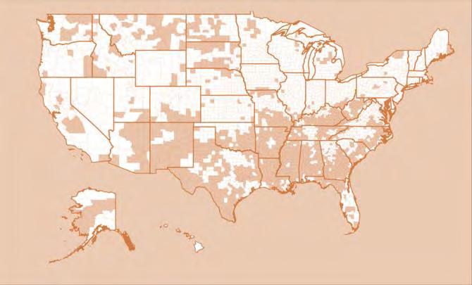 Except for some rural counties in the Southwest and Great Plains, the incidence of deep poverty outside of the Southeastern states is relatively low.