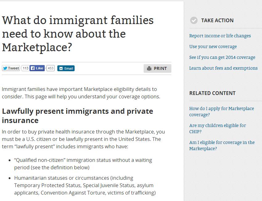 Immigrant Families and the Marketplace Link: https://www.healthcare.