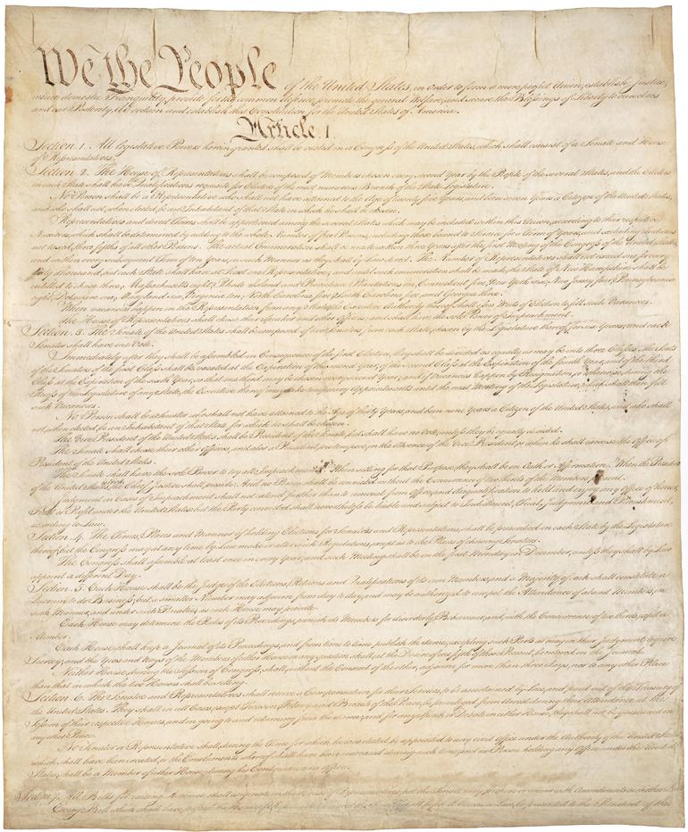 The Constitution of the United States - ratified 1788 J.