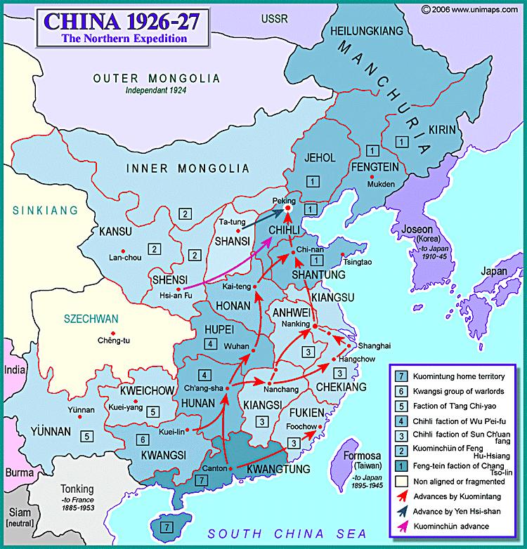 When he died 1916, China fell into chaos, known as the Warlord Era (1916-1928) where no one central power had control.