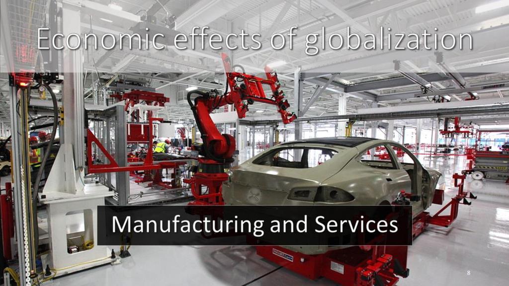 Manufacturing and Services Globalization has created worldwide manufacturing industries that locate their factories wherever it is most convenient for them.
