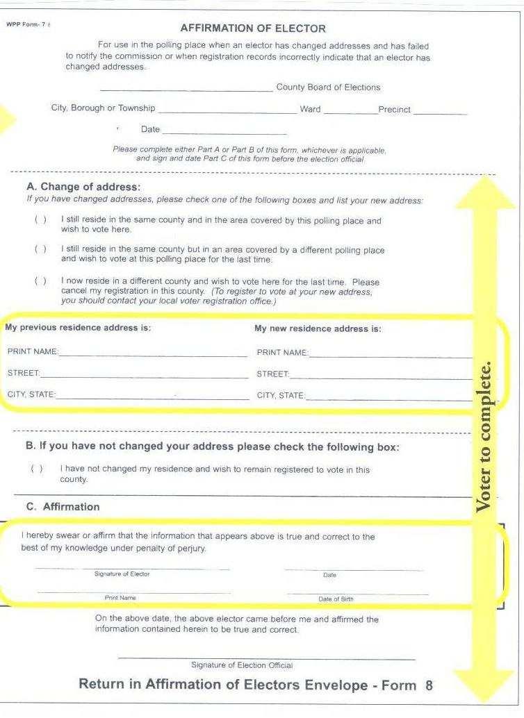 Affirmation of Elector Fill out a few of
