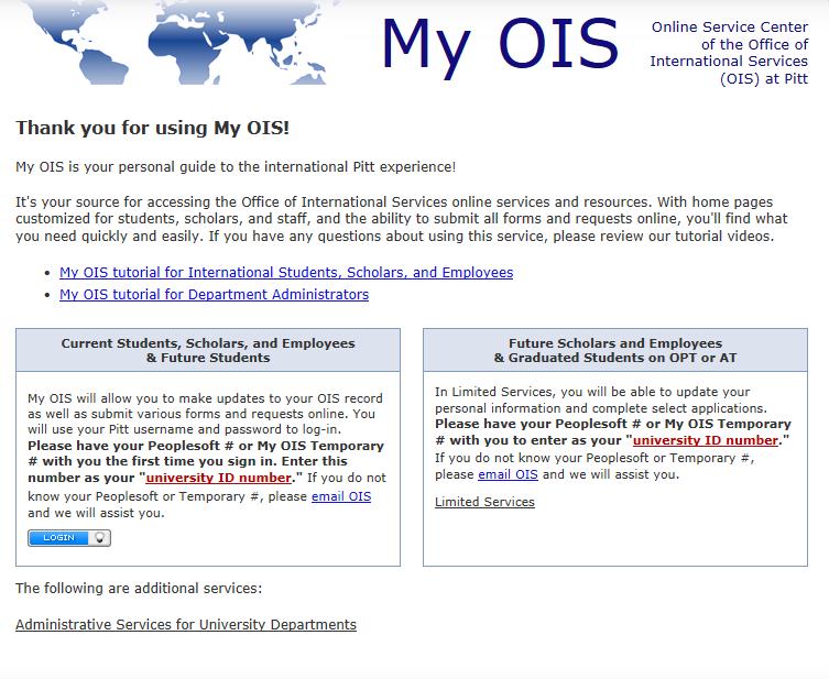 My OIS Log-In Page Office of