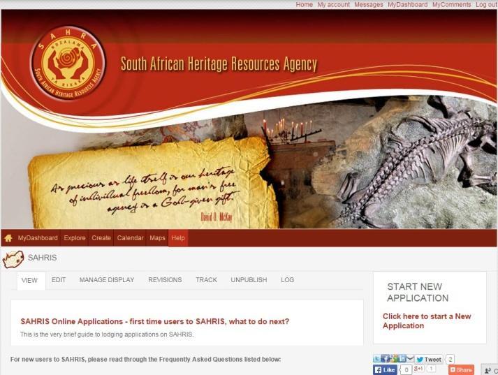 USING SAHRIS AWEB BASED APPLICATION FOR CREATING HERITAGE CASES AND PERMIT APPLICATIONS N.