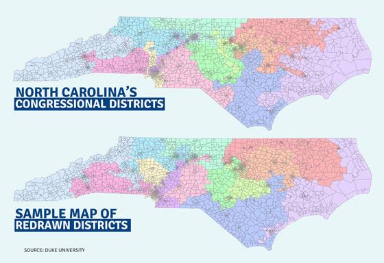 (http://mediad.publicbroadcasting.net/p/wunc/files/201411/nc_districtmaps.jpg) Credit Duke University Their work was governed by two principles of redistricting: 1.