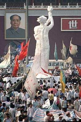 Tiananmen cont. Fortunate coincidence: Premier Mikhail Gorbachev was visiting China, so foreign reporters were present.