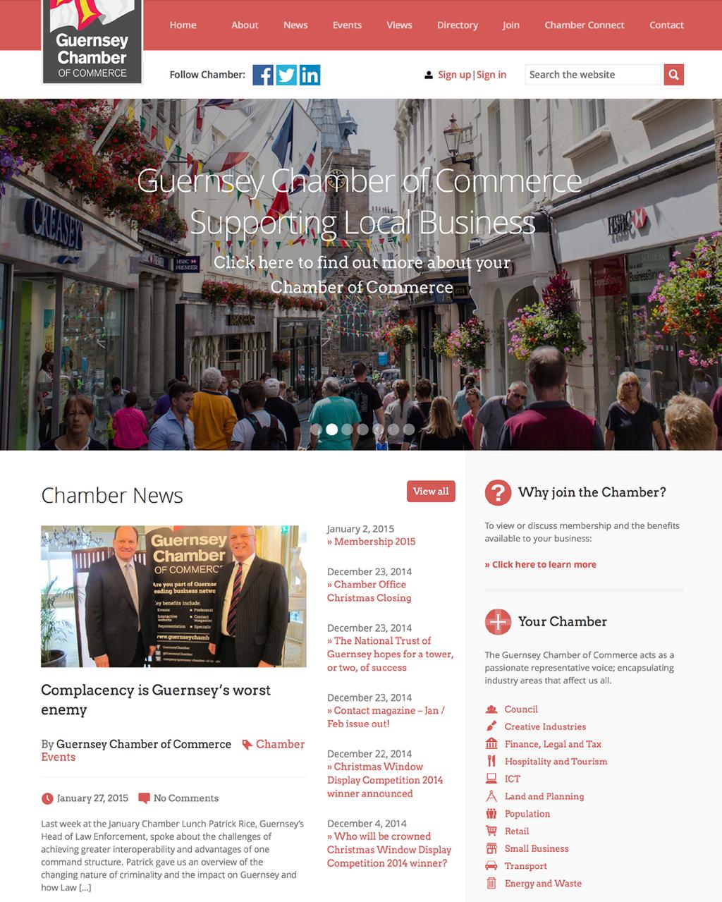 Your New Chamber Website This guide outlines the new features of the Guernsey Chamber website,