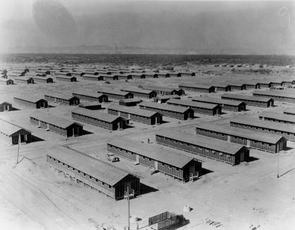 DOCUMENT 8 National Archives (NWDNS-210-G-A190) housing at the relocation camp at Poston, Arizona, 1942 8a. Describe the buildings in the photograph.