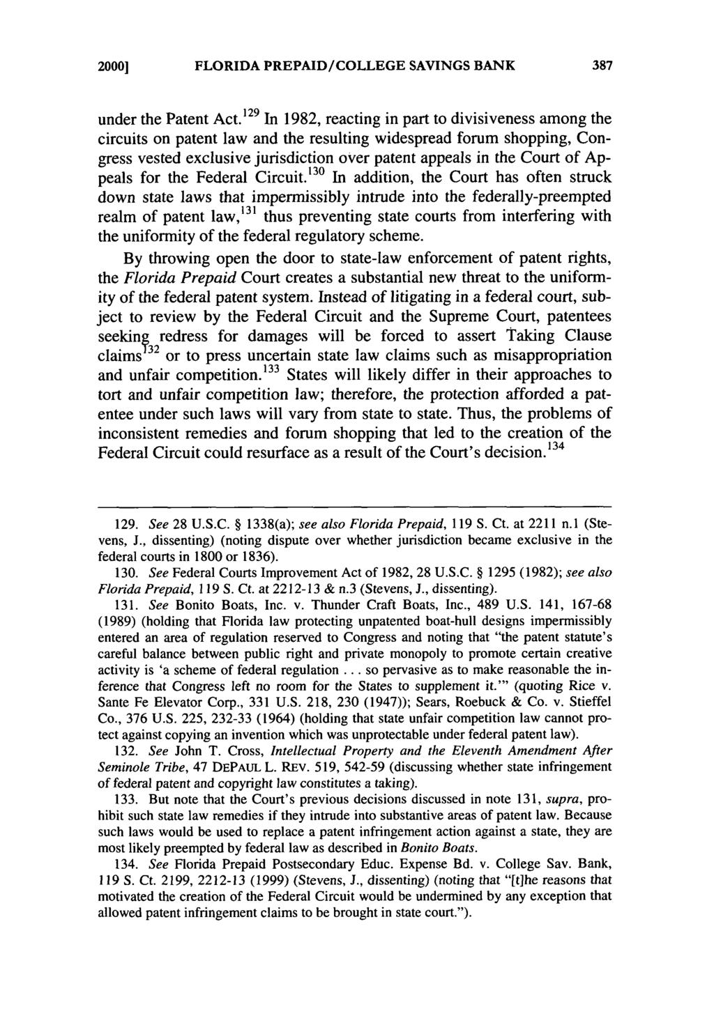 20001 FLORIDA PREPAID/COLLEGE SAVINGS BANK under the Patent Act.