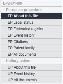 The Register : New structure Two chapters: European procedure Unitary Patent Chapters expanded by