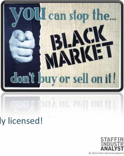 The Black Market Many developing economies have a thriving black market for contingent workers i.e. Mexico, Russia, Middle East