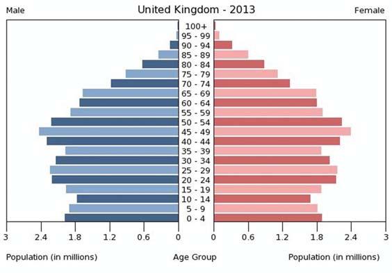 9. UK population pyramid High life expectancy Large older/ageing population/ Dependant population Large middle aged population Low birth rate but increasing in the last 10 years 10.