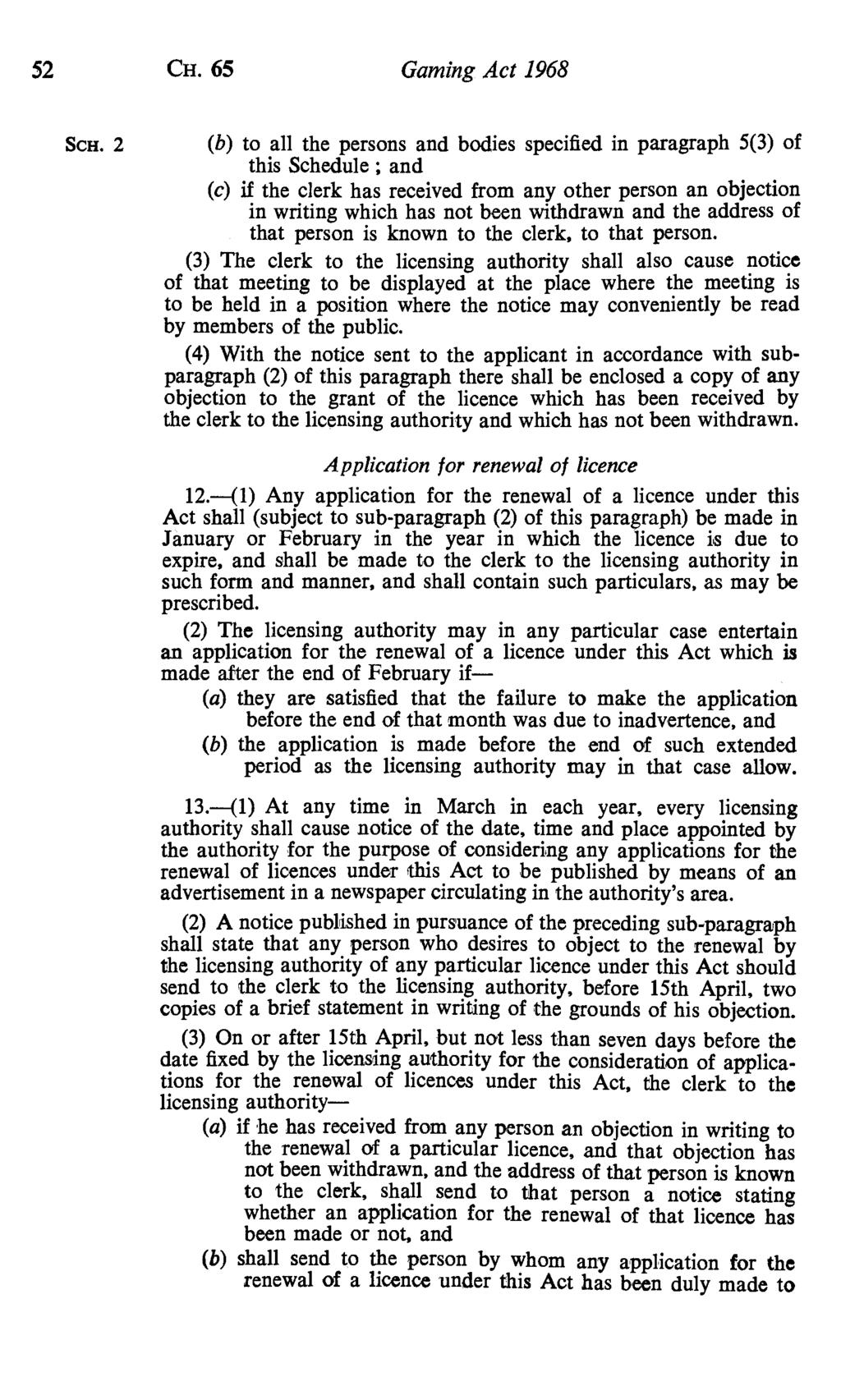 52 CH. 65 Gaming Act 1968 Sex.