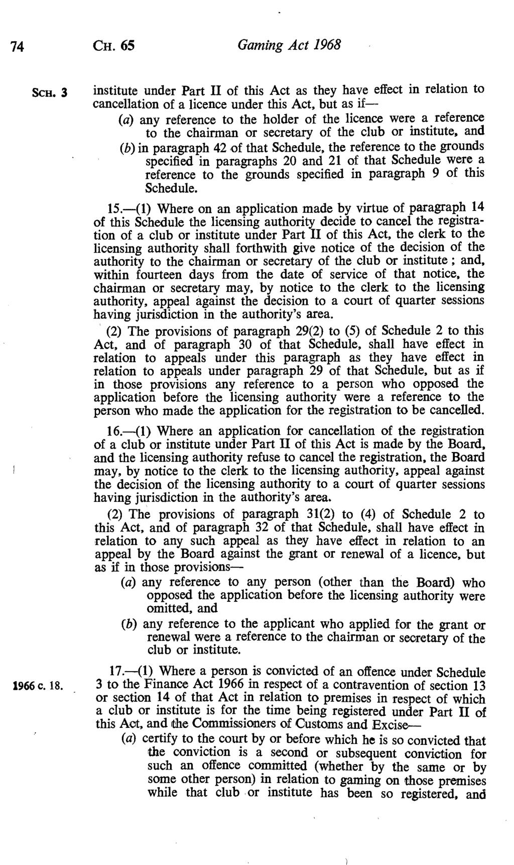 74 CH. 65 Gaming Act 1968 ScH.