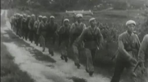 Armed Chinese Gaurd in Kaesong Historical Footage. Kaesong, Korea. 1951.