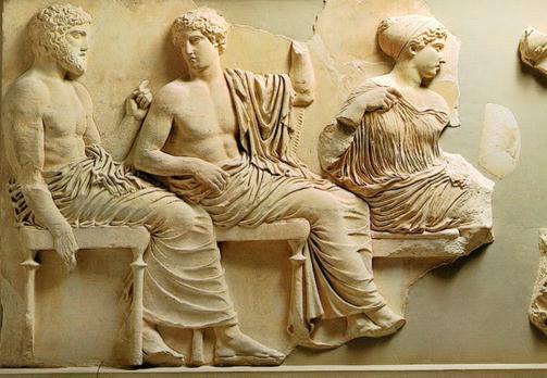 Parthenon Frieze Poseidon, Apollo and Artemis; East frieze of Parthenon