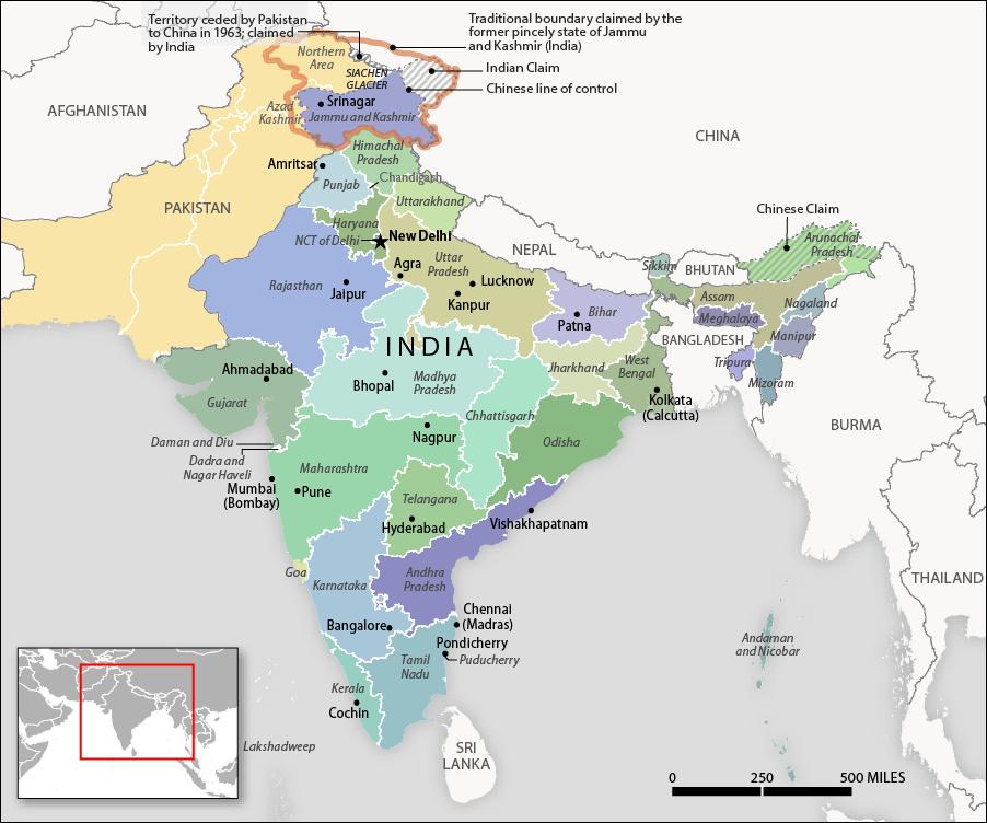Figure 4. Map of Indian States Source: CRS in consultation with the Department of State (2016); Department of State international boundary files (2015); Esri (2014); and DeLorme (2014).
