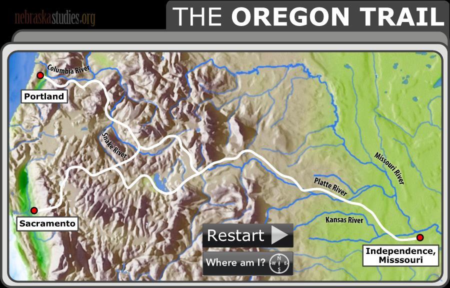 The Oregon Trail was the first established route to travel from East to West. Later a second branch split to California. This trail or path were first found by explorers and fur trappers.
