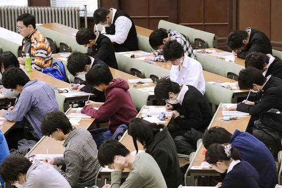In this January 2013 photo, preparatory students sit for a university admissions test at the University